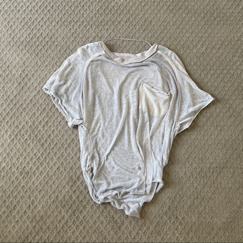 Cream T-Shirt with Front Pocket